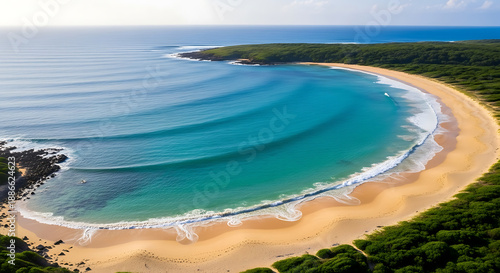 Serene coastal bay with sandy beach