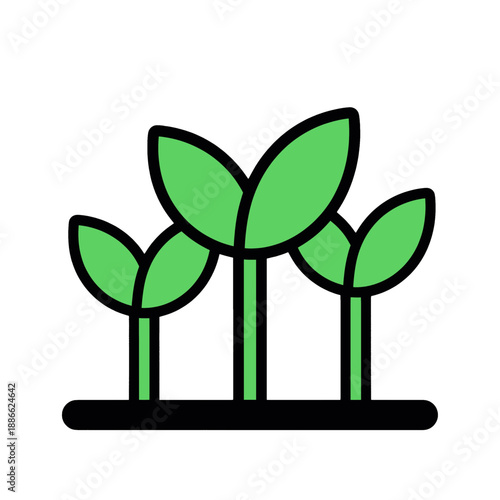 Stylized plants in a pot vector icon.