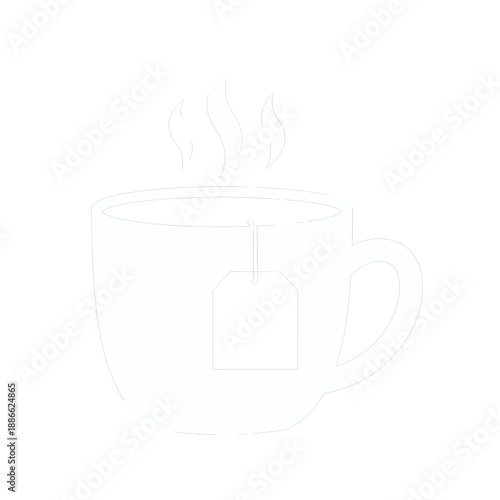 White tea cup vector icon with steam rising.