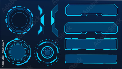 Futuristic interface elements a collection of glowing blue shapes and design assets