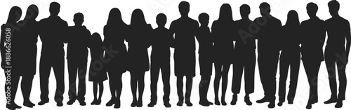 People,silhouettes,group,community,diversity,together,friendship,team,black,figures,standing,human,vector,isolated,white,background,society,lifestyle,unity