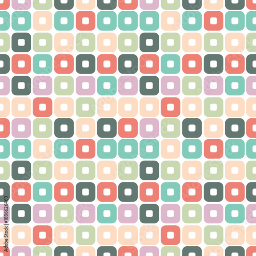 Geometric Pastel Squares: A captivating pattern featuring an array of softly colored squares, arranged in a grid-like fashion, perfect for design backgrounds, wallpaper, and creative projects. 