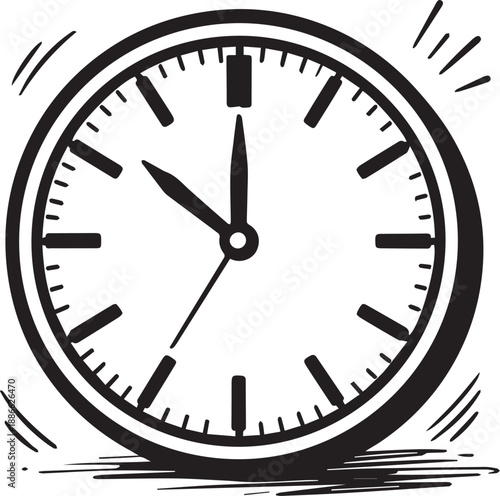 A simple sketch of a clock face displays the time. The image conveys the concepts of time, schedule, and deadline.