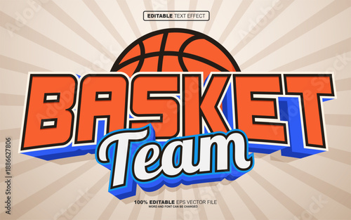 Basket Team 3D editable text effect