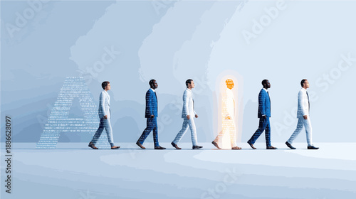 Transforming journey of a digital persona evolving from shadows to brilliance in a modern world