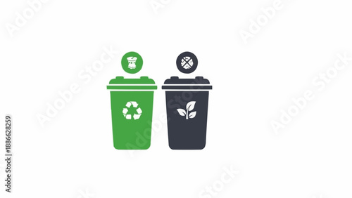 Recycling and trash bins icons.