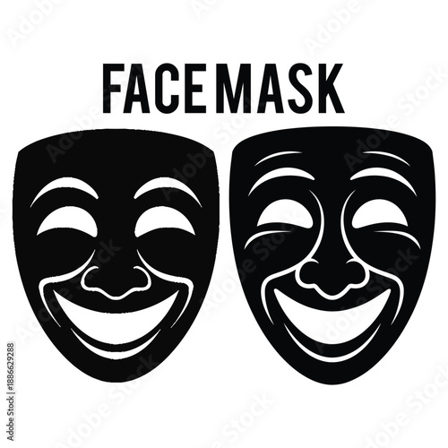 Comedy Theater Face Mask Icons Set for Drama and Performance Art comedy and tragedy theater masks
