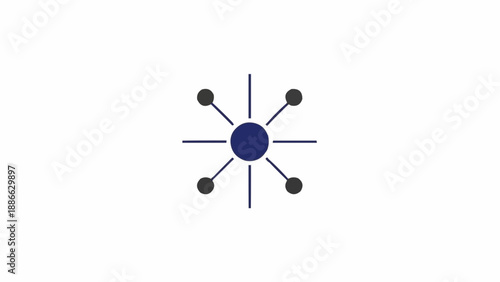 Simple Dark Blue Atomic Model Structure.