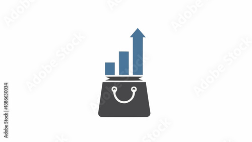 Black Handbag with Blue Graph Bars.