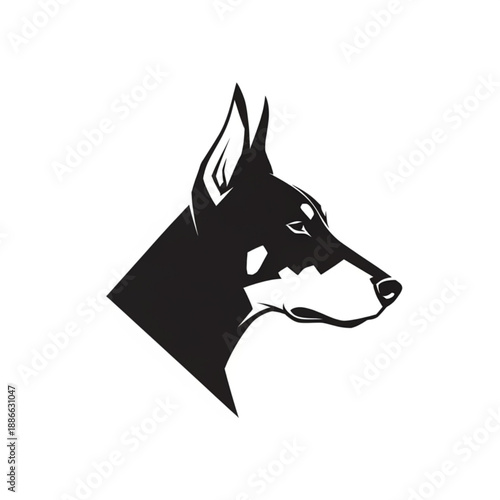 Doberman Dog Head Silhouette Vector Illustration