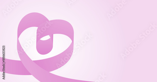 Romance Ribbon on pink color Gradient Background for Valentine Copy Space