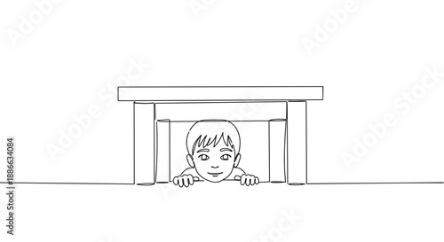 Line drawing of a woman sitting at a table in a cozy kitchen, reading a book, on a transparent background