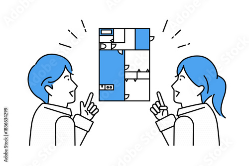理想の間取りの物件を見つけた若いカップル