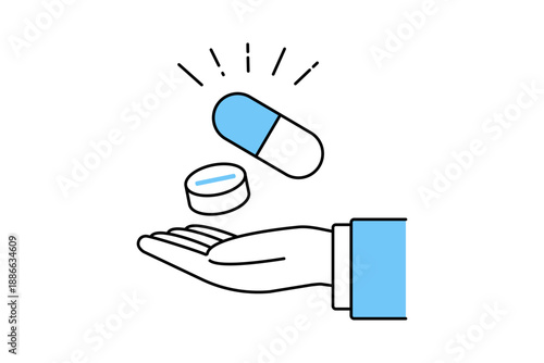 薬を掲げる医師の手のアイコン