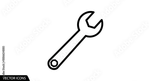 Simple Line Art Wrench Icon for Tools and Repair.
