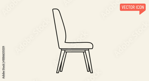 Simple Line Drawing of a Modern Dining Chair.