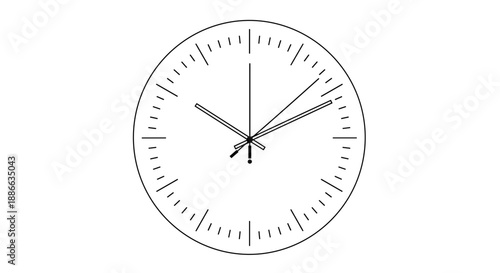 Simple Line Drawing of a Round Clock Face.