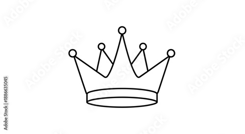 Simple Line Drawing of a Royal Crown Icon.