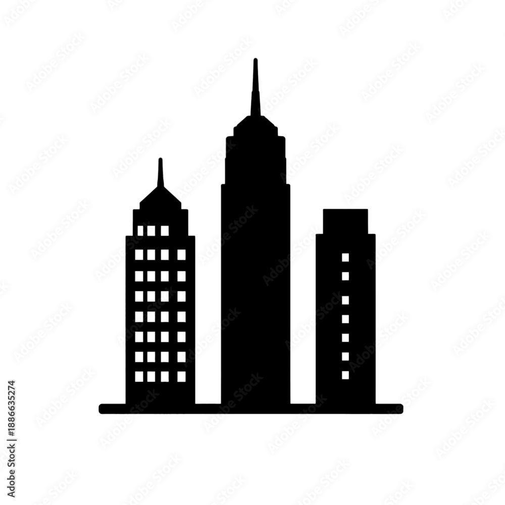 Obraz premium Line Icon of Modern City Skyscrapers.