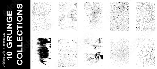 Grunge texture set. Concrete texture. Cement overlay black and white texture. 