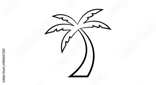 Simple Outline Drawing of a Palm Tree.