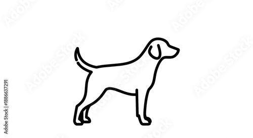 Simple Outline Drawing of a Standing Dog.
