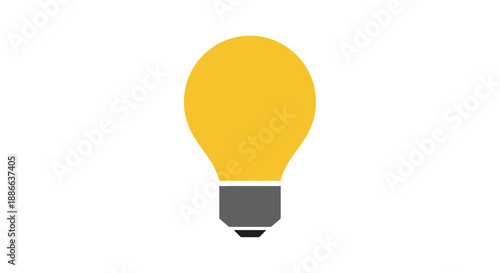 Simple Yellow Light Bulb Icon on White Background.