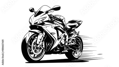 Sleek and powerful motorcycle illustration capturing speed and design in detail.