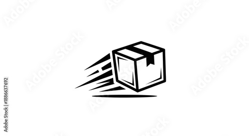 Fast delivery box icon. Express shipping package logo. Quick logistics and parcel service symbol.