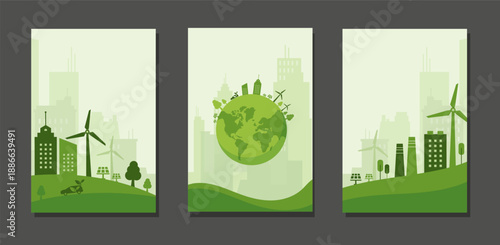 Eco Sustainable Development Concept Illustration with Green Ecology and ESG for Business