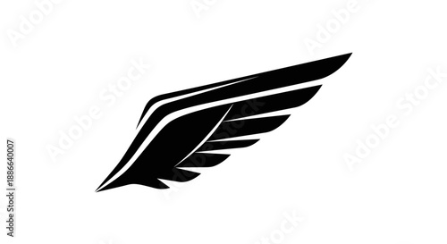 Stylized Black Wing Graphic Design Element 2.