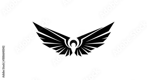 Stylized Black Wings Emblem on White Background 5.