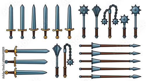 Collection of Fantasy Swords and Medieval Weapons.