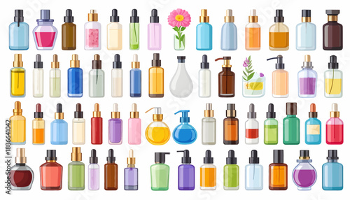 Collection of Various Perfume Bottles and Containers.