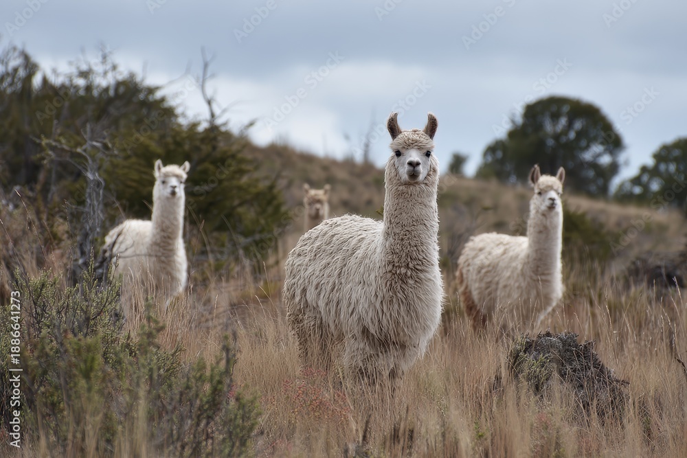 Obraz premium Patagonian Chile s wild alpacas