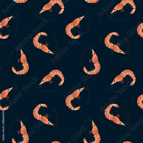 Seamless Shrimp Pattern for Seafood Restaurant Design

