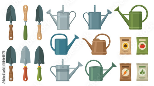 Gardening Tools and Watering Cans Collection.