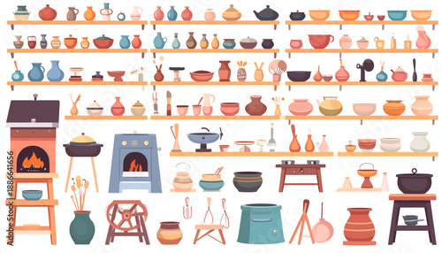 Kitchen Utensils and Cooking Equipment Display.