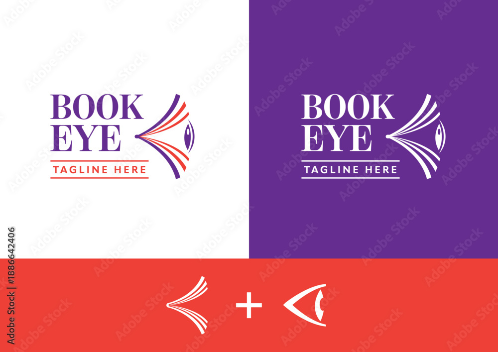 Fototapeta premium Book Eye Logo Innovative Visual Identity for Reading and Vision Services