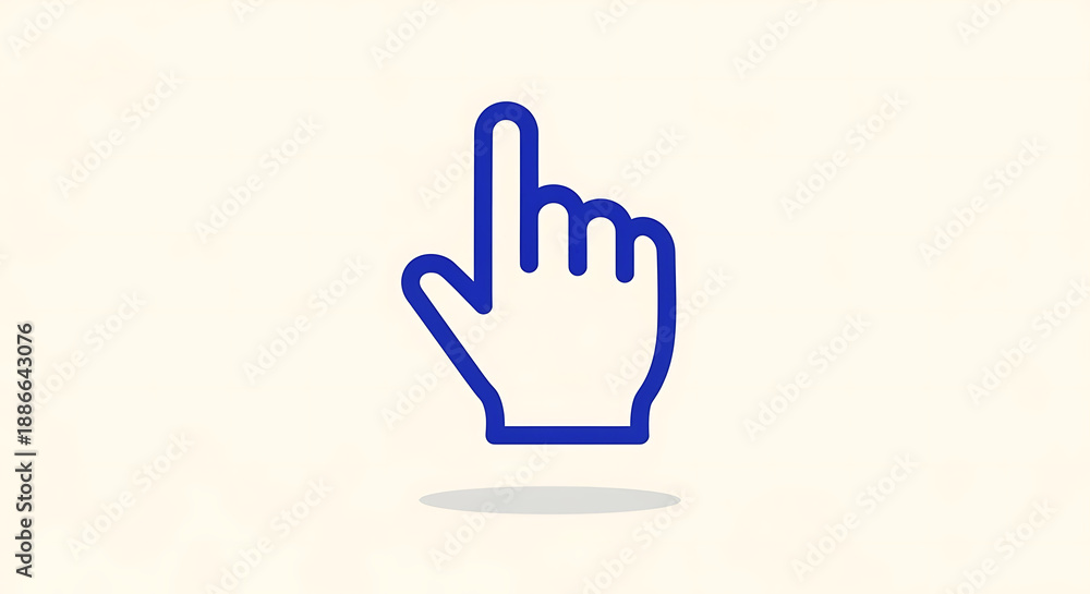 Fototapeta premium Blue Hand Drawn Pointer Icon on Light Background