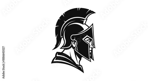 Spartan Warrior Helmet Profile Silhouette Graphic.