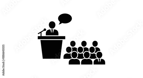Speaker at Podium Addressing Audience Icon.