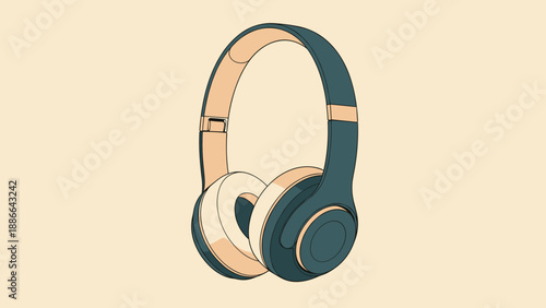 Stylish overear headphones in teal and beige color scheme for music enjoyment.