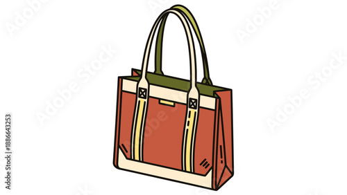 Stylish Red Tote Bag with Green Accents.