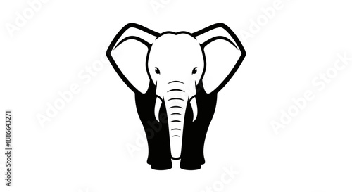 Stylized Black and White Elephant Head Illustration 1.