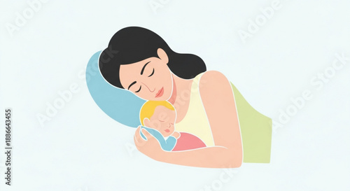 Tender mother holding newborn baby close peaceful slumber love and care family bonding nurturing infant parenthood