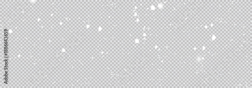 Snow and snowflakes on transparent background. Winter snowfall effect of falling white snow flakes and shining, New Year snowstorm or blizzard realistic backdrop.. 
