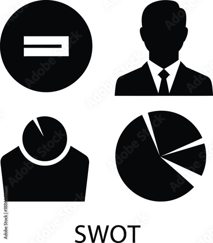 Business swot analysis icons for strategic planning and decision making
