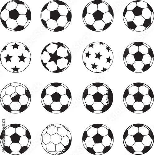 soccer ball pattern collection black white geometric vectors