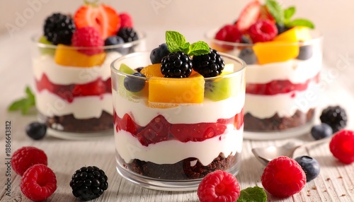 Wallpaper Mural Delicious Fruit Parfaits - A Healthy and Colorful Dessert Option. Torontodigital.ca